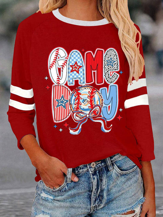 Women's Baseball Game Day Printed Casual T-Shirt