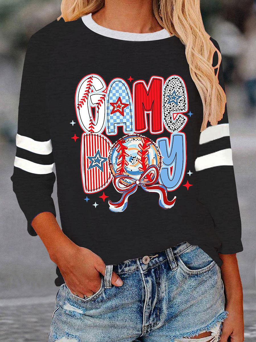 Women's Baseball Game Day Printed Casual T-Shirt