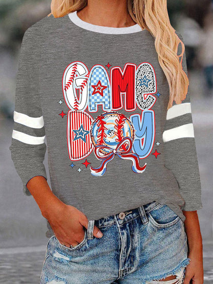 Women's Baseball Game Day Printed Casual T-Shirt