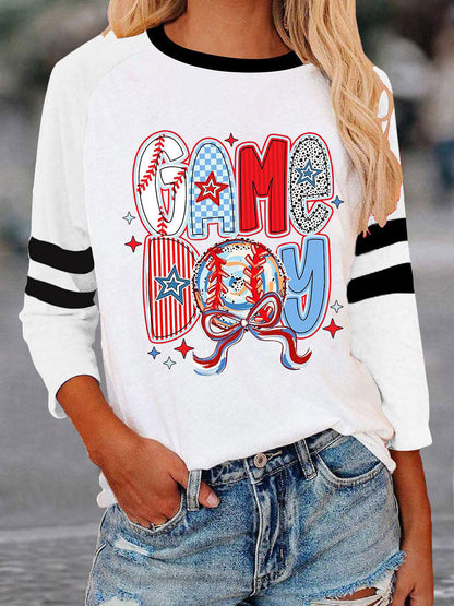Women's Baseball Game Day Printed Casual T-Shirt