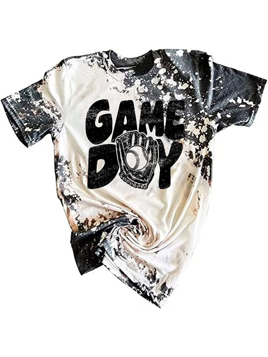 Women's baseball print T-shirt