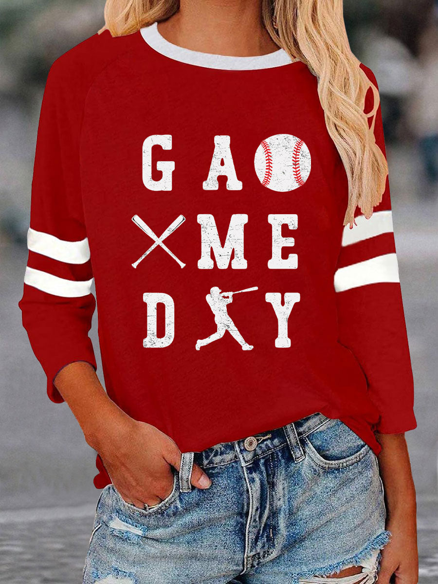 Women's Baseball Game Day Printed Casual T-Shirt
