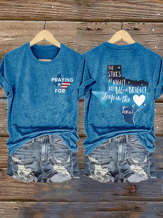 🙏💔Join us in praying for Texas.🙏Women's Texas Strong Printed Vintage V-Neck Short Sleeves T-Shirt