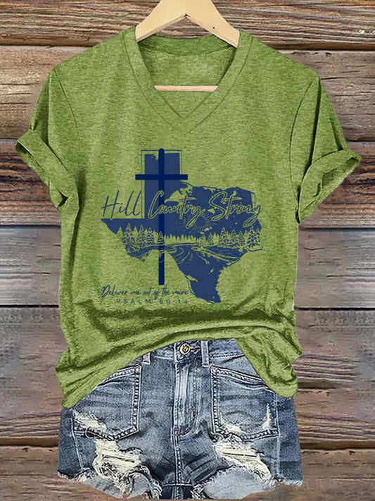 🙏💔Join us in praying for Texas.🙏Women's Texas Strong Printed Vintage V-Neck Short Sleeves T-Shirt