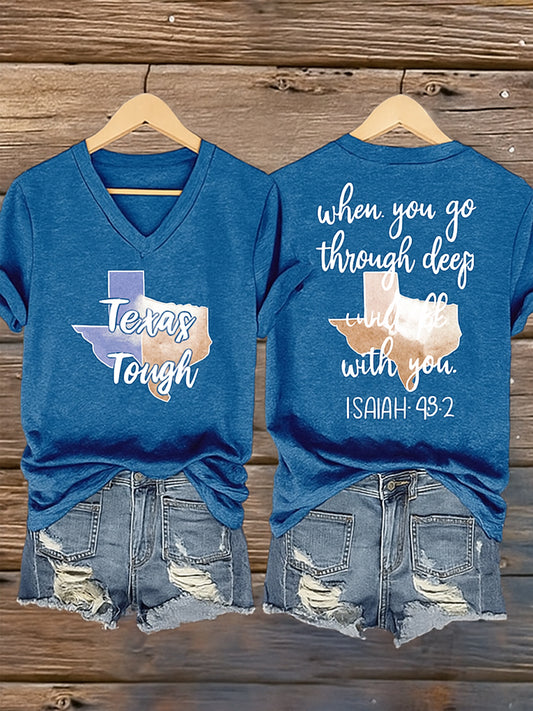 🙏💔Join us in praying for Texas.🙏Women's Texas Strong Printed Vintage V-Neck Short Sleeves T-Shirt