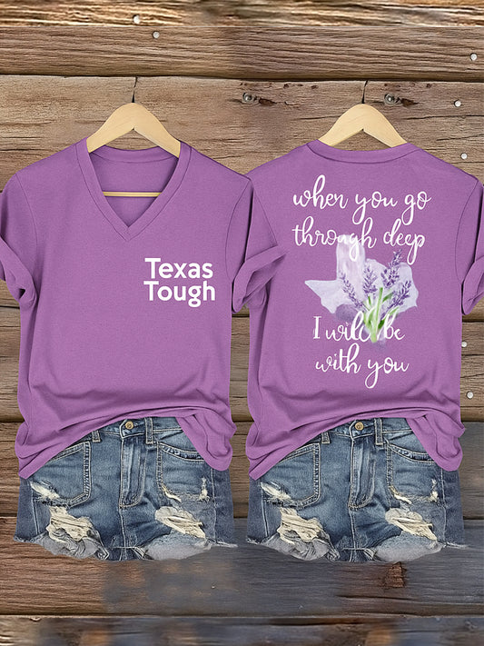 🙏💔Join us in praying for Texas.🙏Women's Texas Strong Printed Vintage V-Neck Short Sleeves T-Shirt