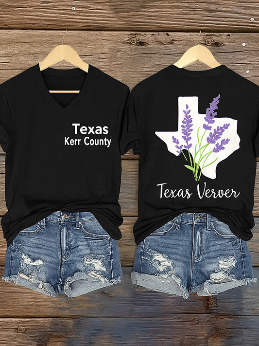 🙏💔Join us in praying for Texas.🙏Women's Texas Strong Printed Vintage V-Neck Short Sleeves T-Shirt