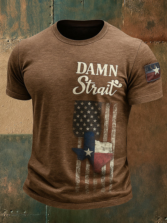 Retro Country Music Country And Western Printed Round Neck Athletic Short Sleeves T-Shirt