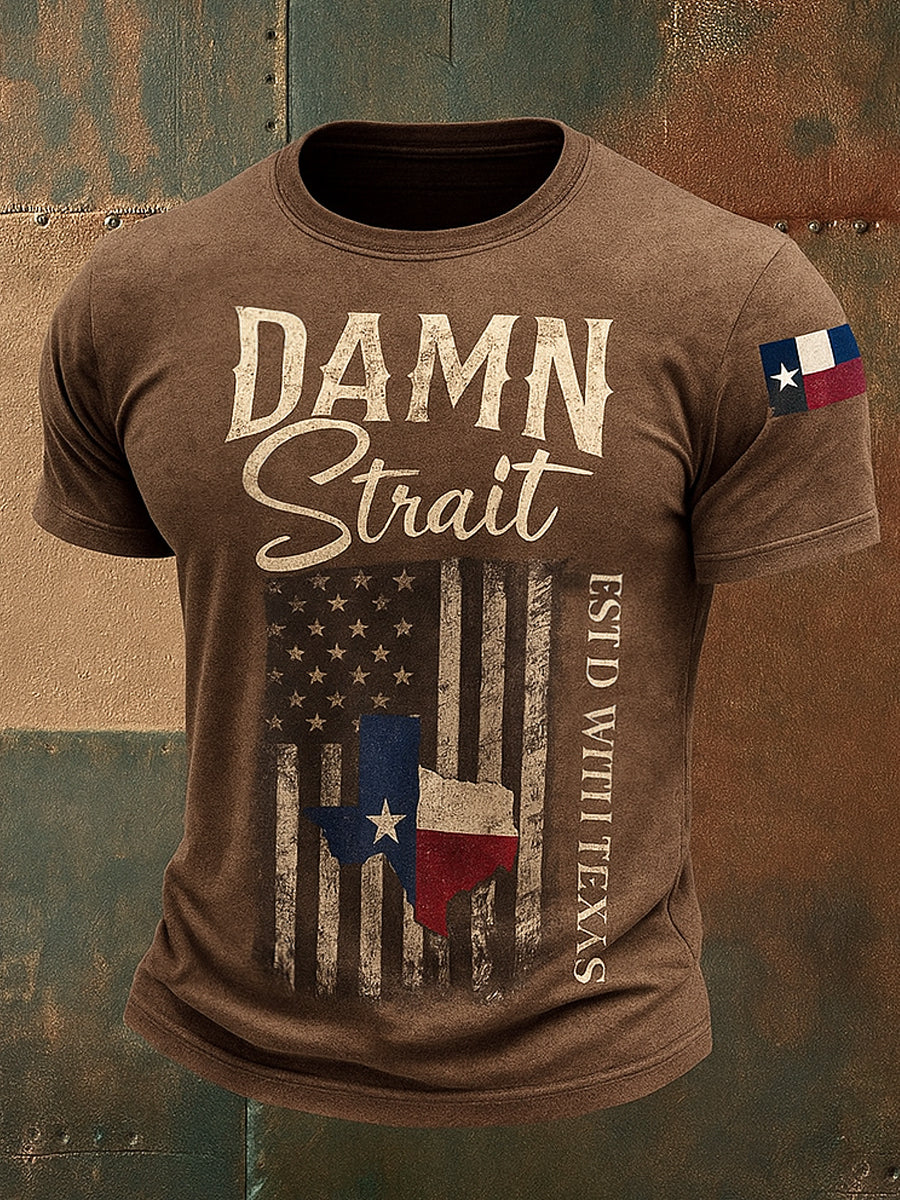 Retro Country Music Country And Western Printed Round Neck Athletic Short Sleeves T-Shirt