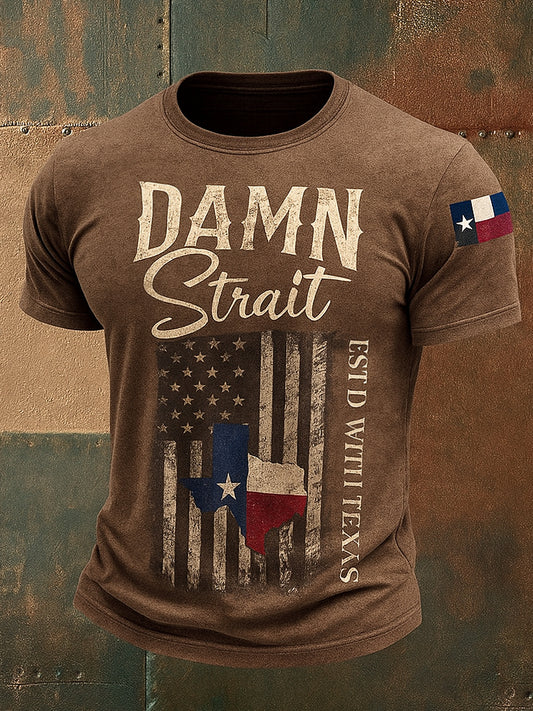 Retro Country Music Country And Western Printed Round Neck Athletic Short Sleeves T-Shirt
