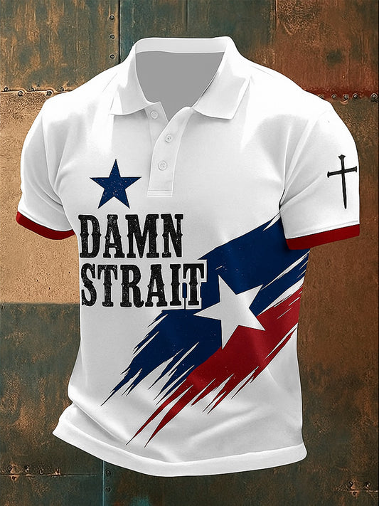 Retro Country Music Country And Western  Printed Athletic Retro Style V-Neck Short Sleeves Polo-Shirt