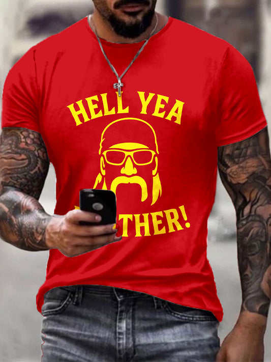 Men's Hell Yea Brother Wrestler Print T-Shirt