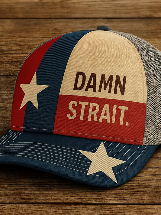 Retro Damn Strait Country Music Texas Western Printed Vintage Retro Unisex Resort Baseball Cap