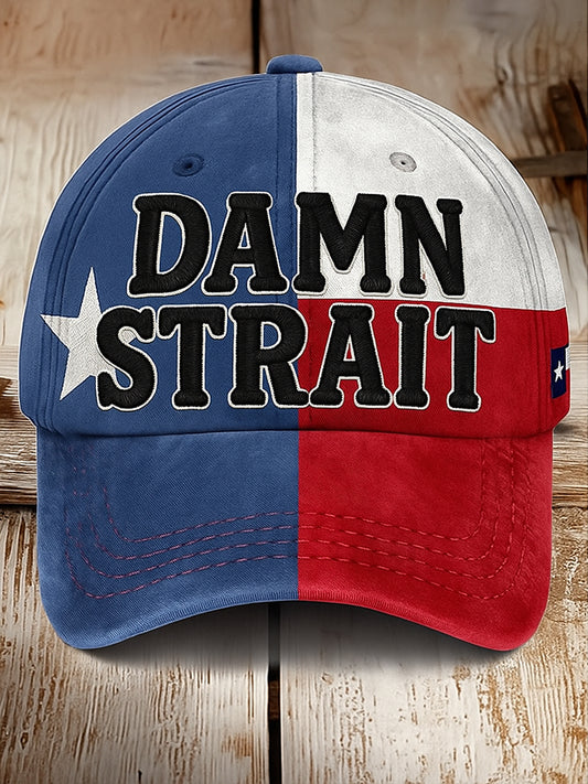 Retro Damn Strait Country Music Texas Western Printed Vintage Retro Unisex Resort Baseball Cap