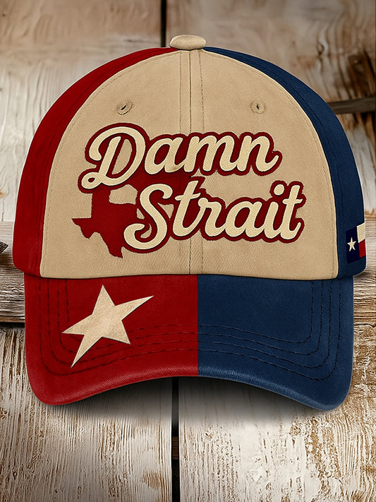 Retro Damn Strait Country Music Texas Western Printed Vintage Retro Unisex Resort Baseball Cap