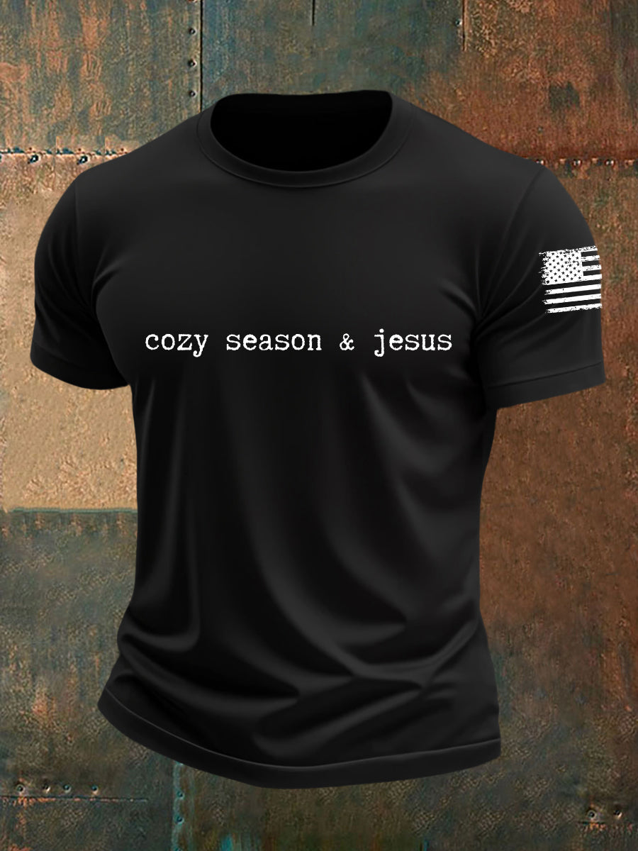 Men's Cozy Season & Jesus Short-sleeved T-shirt