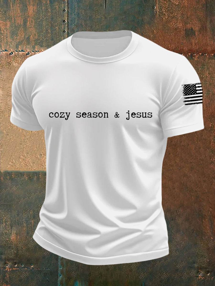 Men's Cozy Season & Jesus Short-sleeved T-shirt