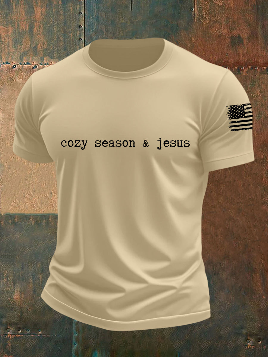 Men's Cozy Season & Jesus Short-sleeved T-shirt
