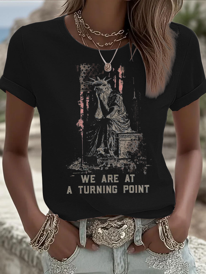 Women's Charlie Kirk Turning Point Iron On Short Sleeve T-Shirt