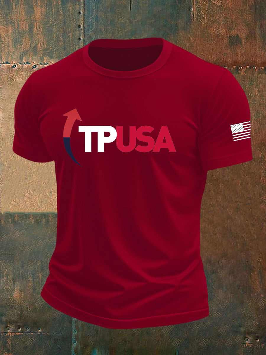 Men's Charlie Kirk Turning Point imitation cotton short-sleeved T-shirt