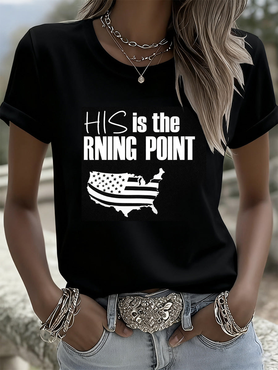 Women's Retro Turning Point Casual Commemorative T-Shirt