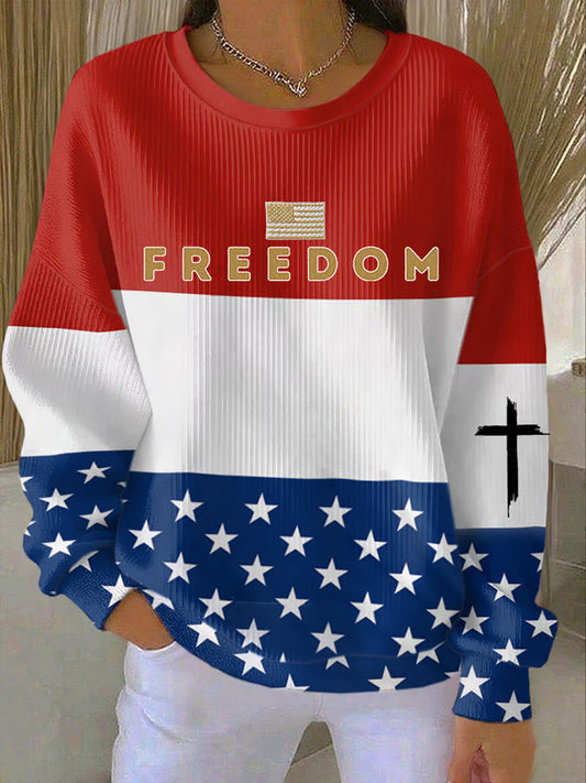 Women's Charlie Kirk "Freedom Isn't Free" Turning Point America Short Sleeve Commemorative Sweatshirt