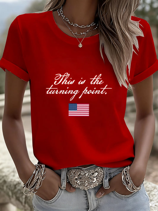 Women's Retro Turning Point Casual Commemorative T-Shirt