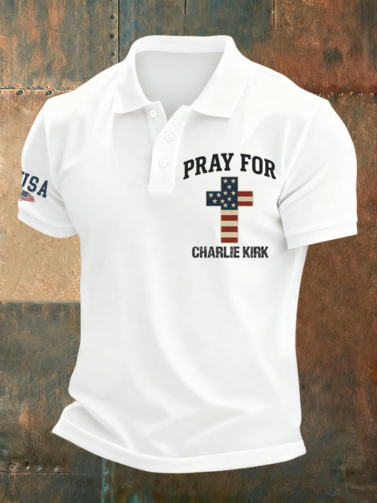 Men's Vintage Art Short Sleeve Casual Polo Shirt