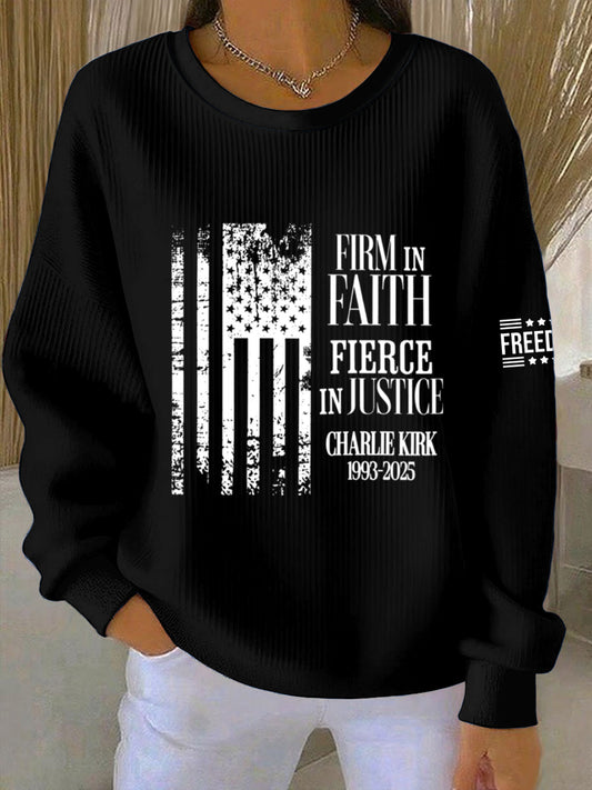 Women's Charlie Kirk Freedom Printed Round Neck Long Sleeved Sweatshirt