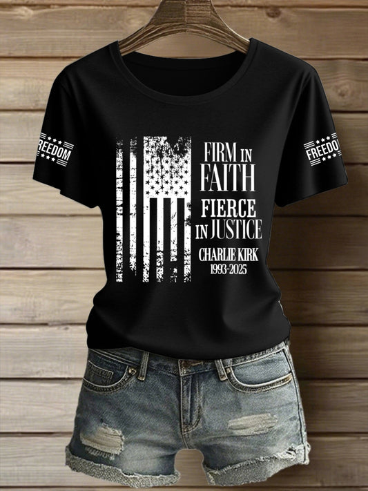 Women's Charlie Kirk Freedom Printed Vintage Fashion Loose Short Sleeve T-Shirt