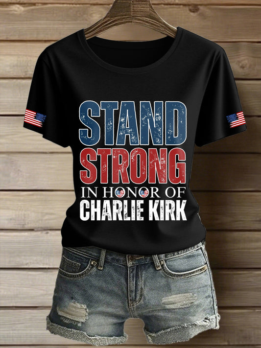 Women's Charlie Kirk Printed Vintage Fashion Loose Short Sleeve T-Shirt