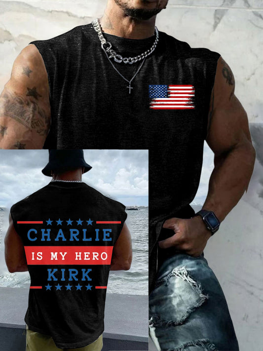 Men's Casual Charlie Kirk Printed Tank Top