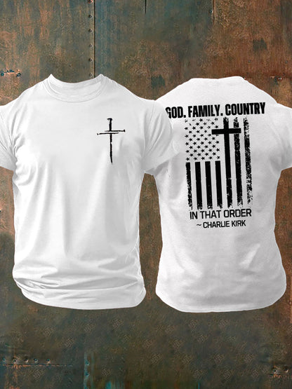 Men's Freedom Printed imitation cotton short-sleeved T-shirt