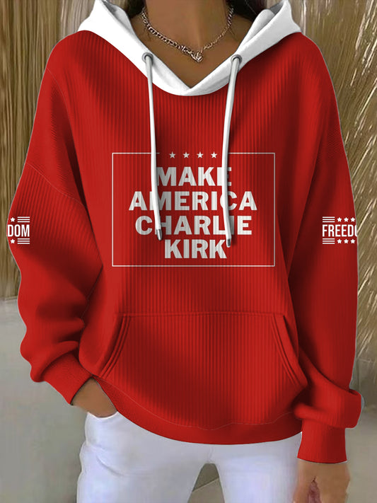 Women's Charlie Kirk Printed Round Neck Long Sleeved Hoodie