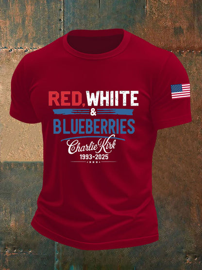Men's Red White Blueberries Short-sleeved T-shirt