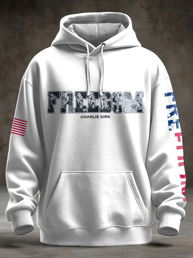 Men's Freedom USA Flag Printed Hoodie