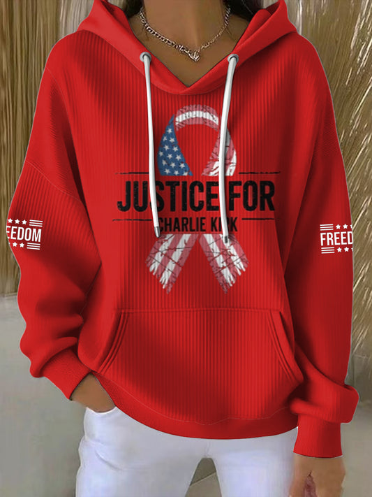 Women's Charlie Kirk Printed Round Neck Long Sleeved Hoodie
