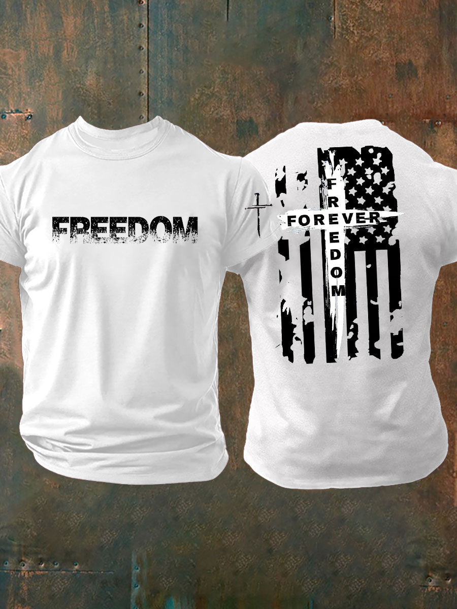 Men's  Freedom  imitation cotton short-sleeved T-shirt