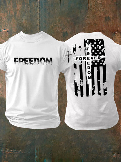 Men's  Freedom  imitation cotton short-sleeved T-shirt