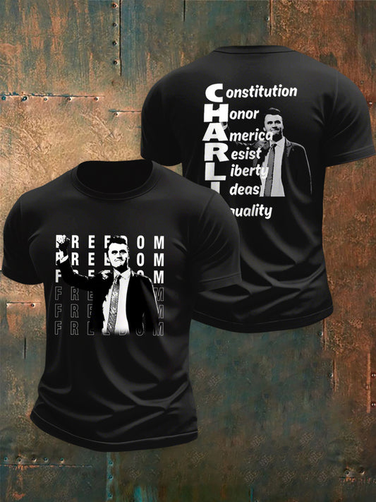 Men's Constitution Honor America Resist Liberty Ideas Equality "Charlie" Print T-shirt