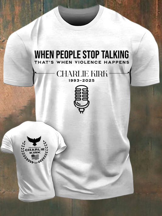 Men's In Memory Of Charlie Kirk  Printed Vintage Fashion Loose Short Sleeve T-Shirt