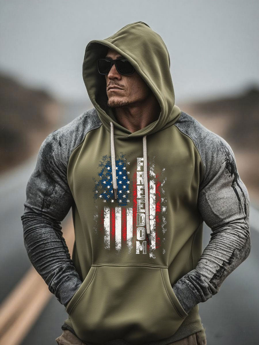 Men's Freedom Printed Casual Hoodie