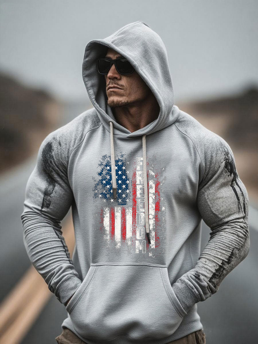 Men's Freedom Printed Casual Hoodie