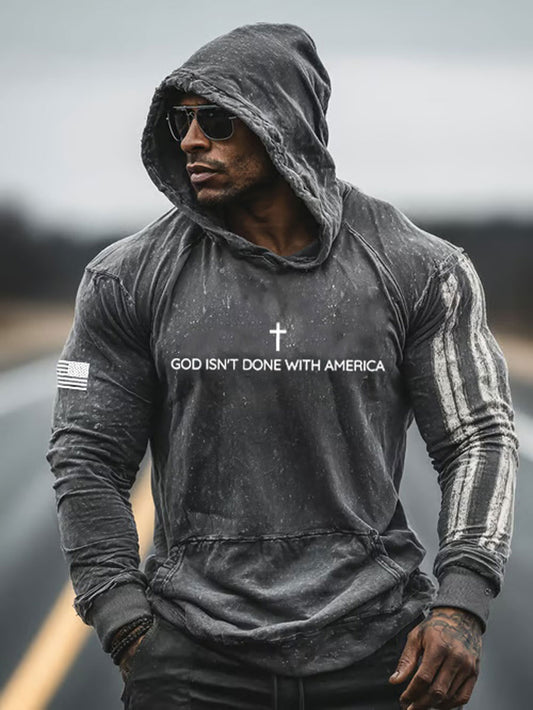 Men's God Isn't Done With America Printed Casual Hoodie