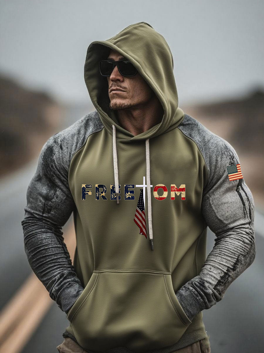 Men's Freedom Printed Casual Hoodie