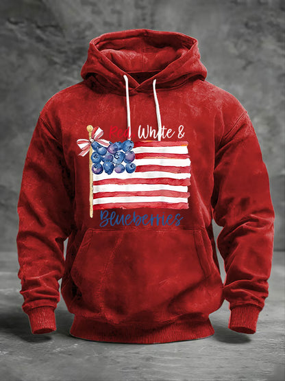 Men's Red White & Blueberries Casual Hoodie