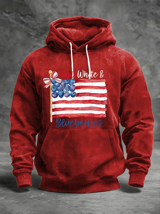 Men's Red White & Blueberries Casual Hoodie