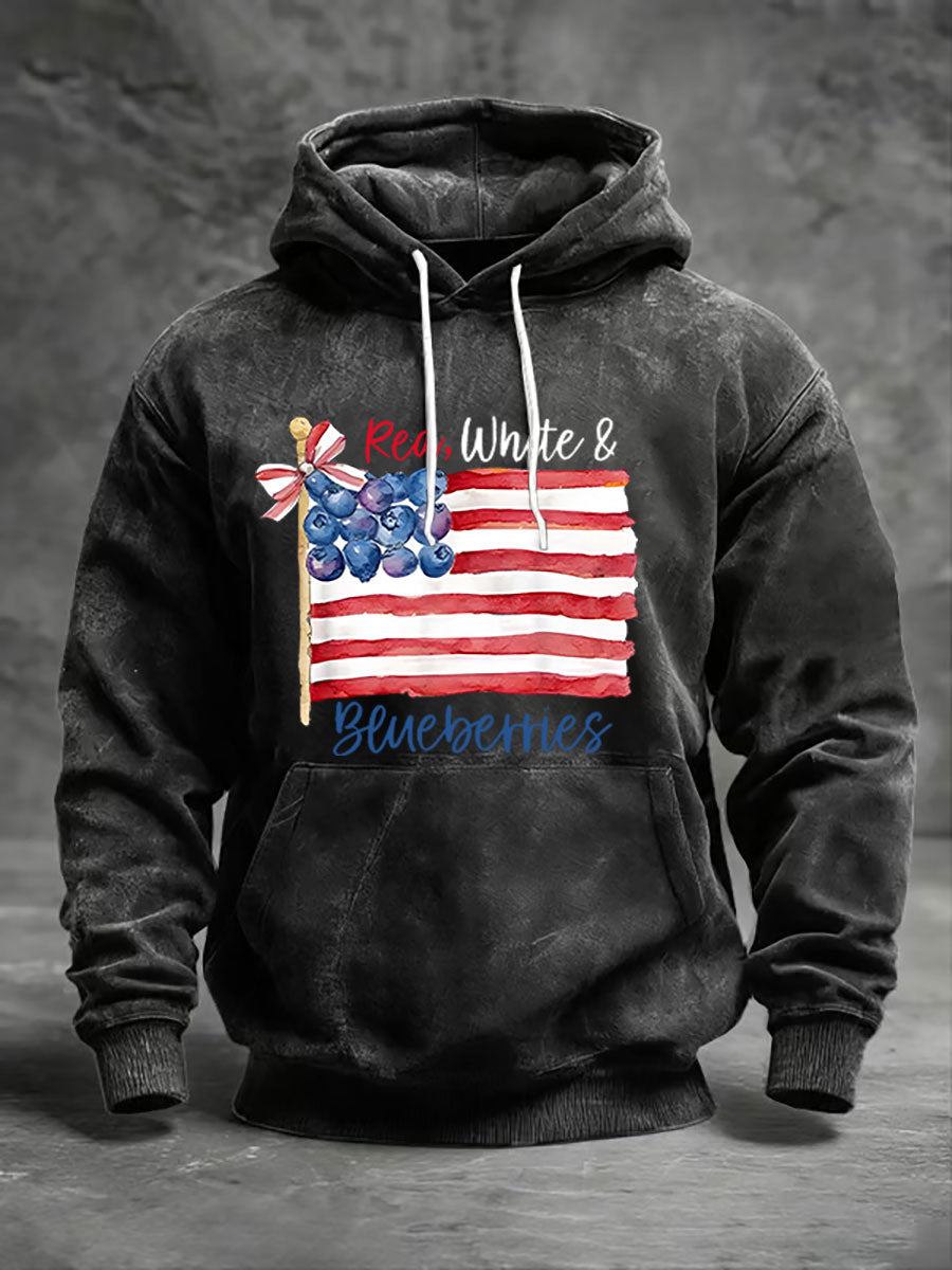 Men's Red White & Blueberries Casual Hoodie