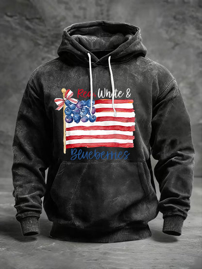 Men's Red White & Blueberries Casual Hoodie
