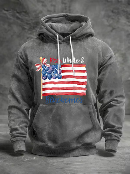 Men's Red White & Blueberries Casual Hoodie
